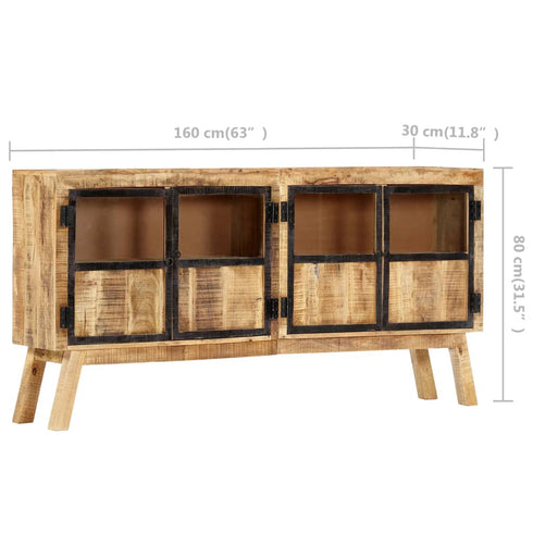 Rustika Rowe -  Sideboard Brown and Black 160x30x80 cm Solid Rough Mango Wood